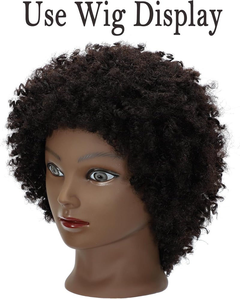 simnient Bald Mannequin Head Dark Brown Female Professional Cosmetology Training Mannequin-Bald for Wig Making and Display Hat Helmet Glasses Display Head Model with Free Clamp Stand - Image 4